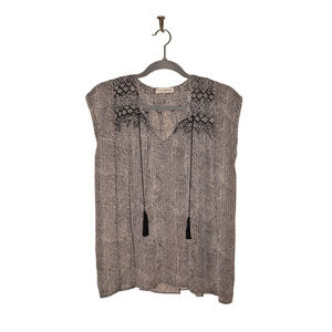 ULLA JOHNSON $390 Ruched Detail Silk Blouse‎ w/ Hanging Tassels Size 2